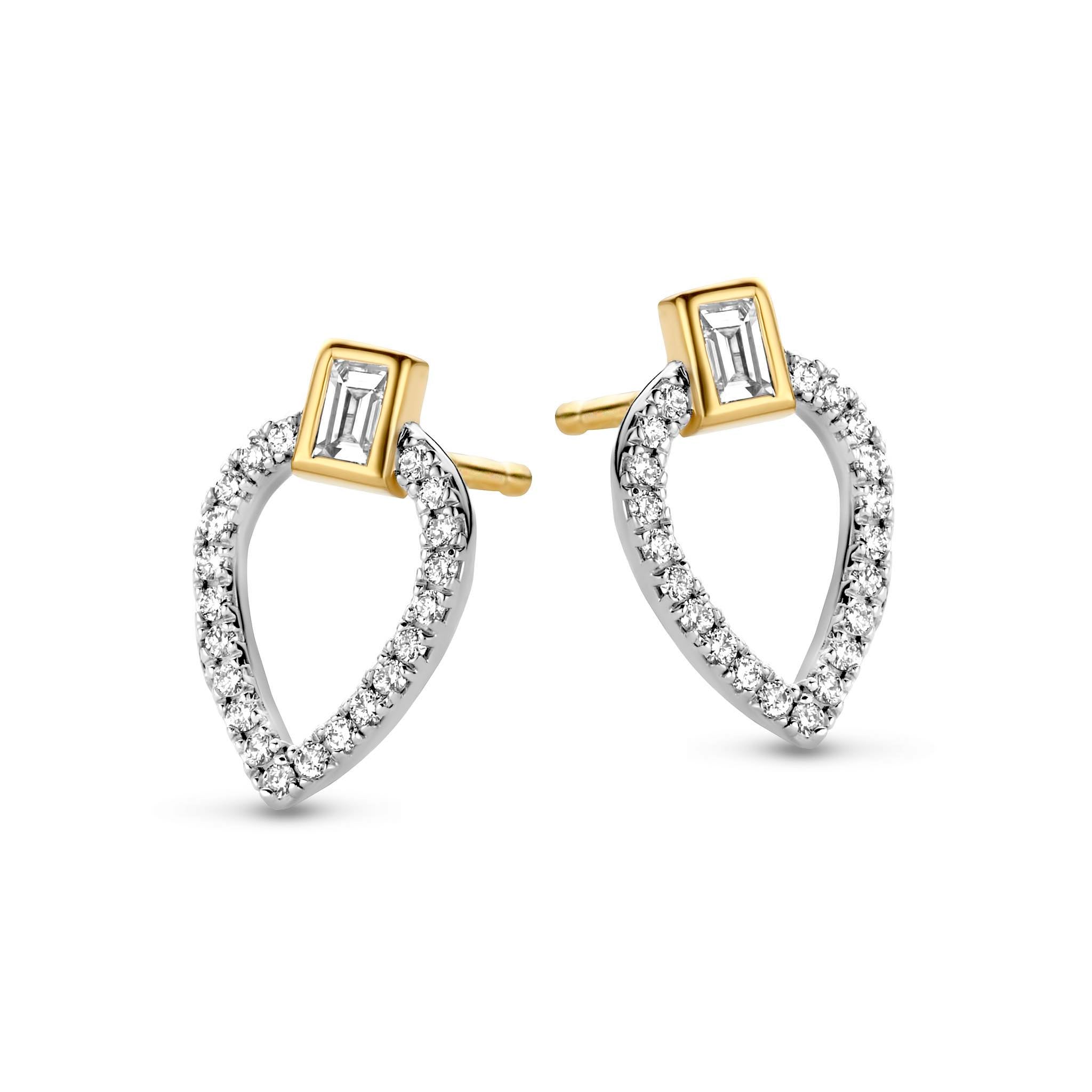 Boucles d'Oreilles en Or 18ct en Forme de Gouttes avec Diamants