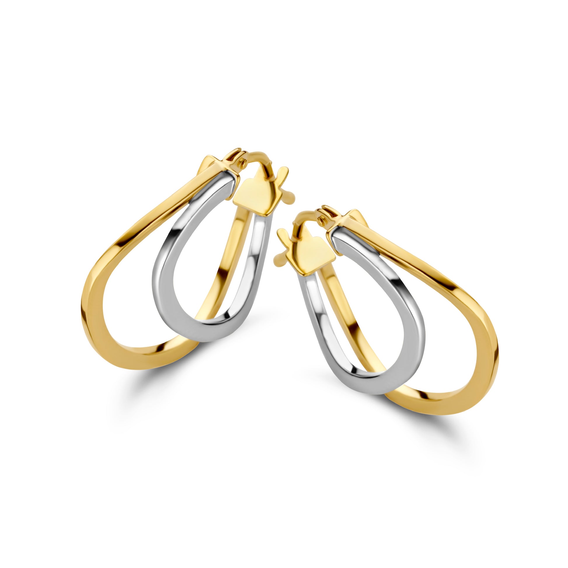 Boucle d'oreilles en or jaune et blanc