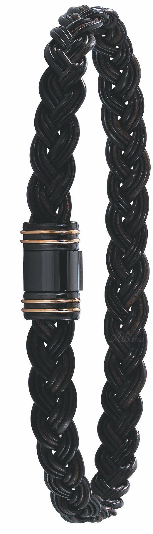 Bracelet en poil d'éléphant tressé avec fermoir en or rose et PVD