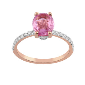 Bague en or blanc avec des diamants et un Saphir rose