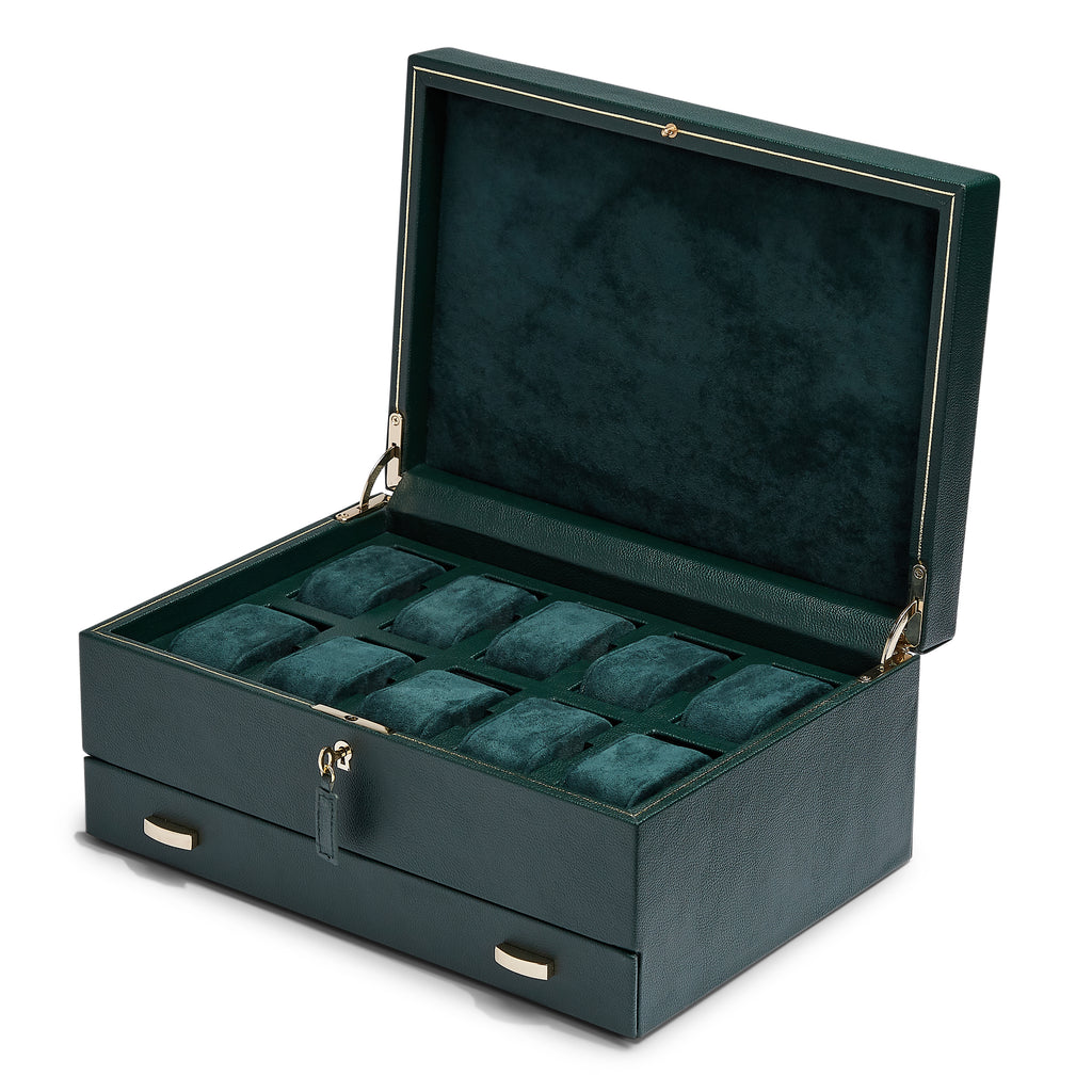 Boite à montres "British Racing" pour 10 montres avec rangement de Wolf1834.