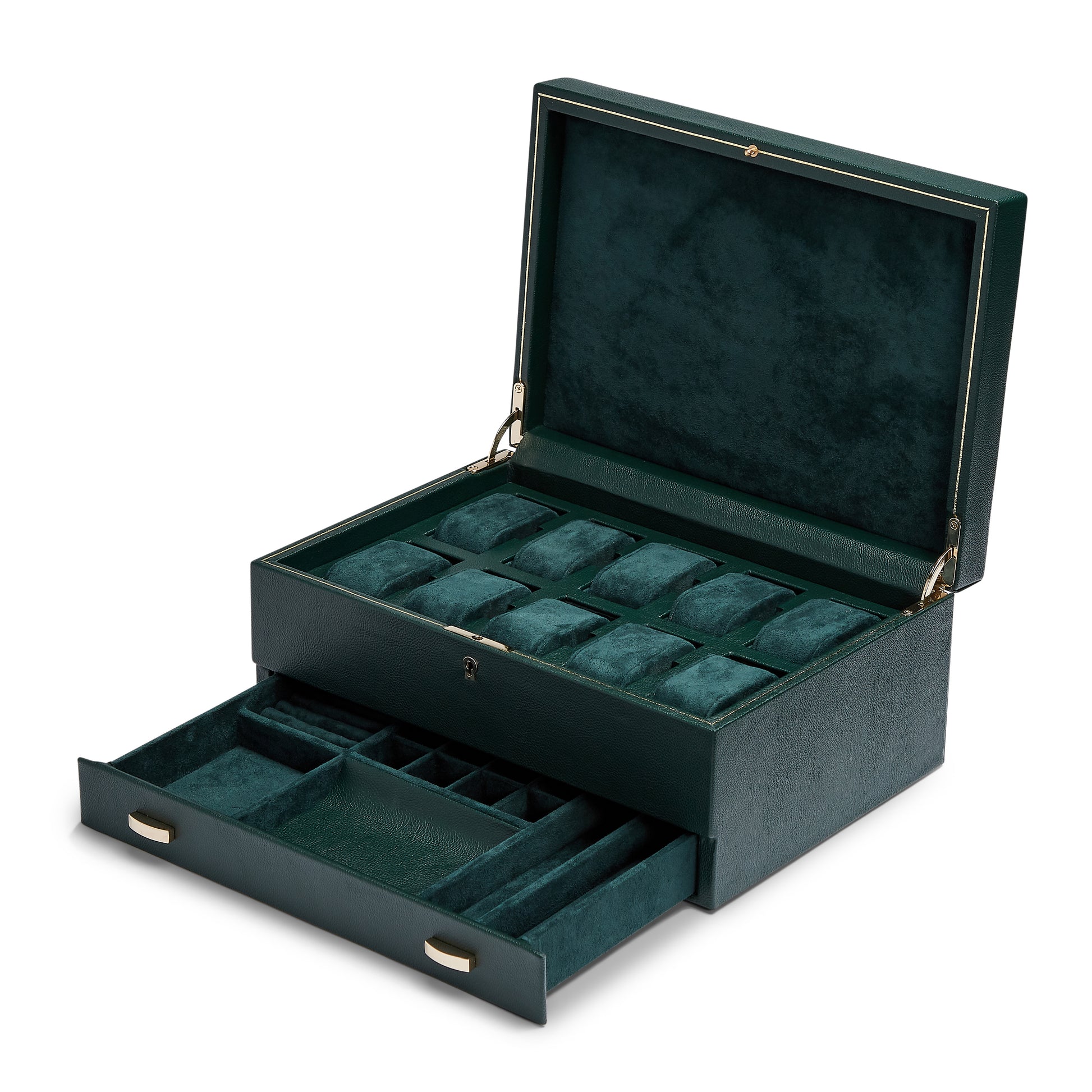 Boite à montres "British Racing" pour 10 montres avec rangement de Wolf1834.